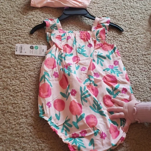 Carter's 12M hat romper floral fruit set outfit baby girl - Picture 3 of 5